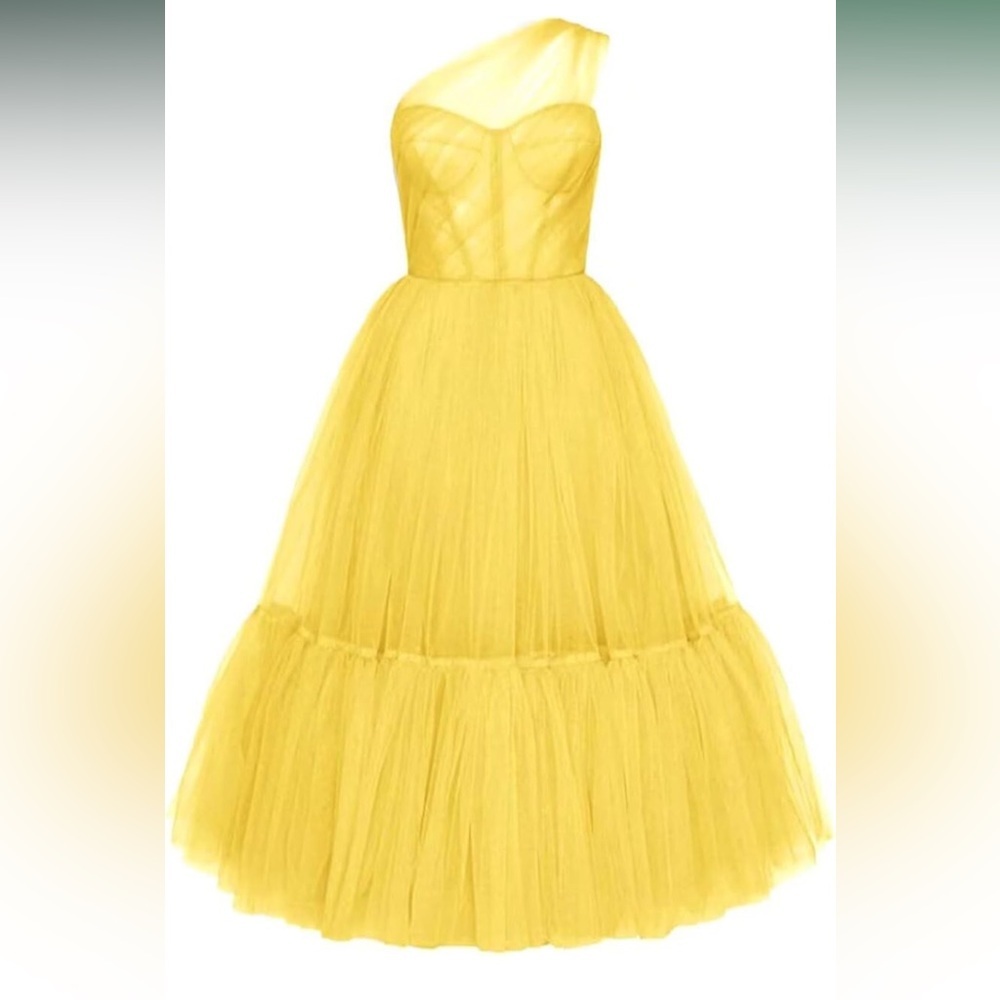 Women's One Shoulder Long Prom Dress Tulle Evening Party Dresses Bridesmaid 10